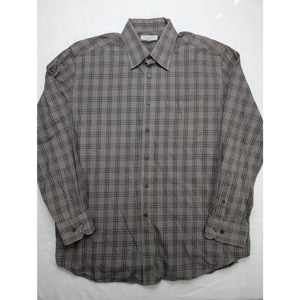 Joseph Abboud Mens Button Up Shirt XL Gray Plaid Dress Business Casual - Picture 3 of 7